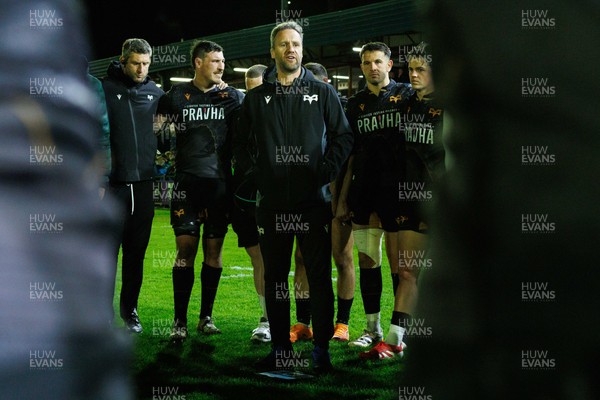 180426 - Ospreys v Hollywoodbets Sharks - United Rugby Championship - Ospreys head coach Mark Jones at the end of the match
