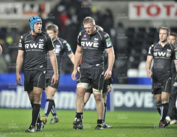 130113 - Ospreys v Leicester - Heineken Cup -    Dejection for Ospreys' Justin Tipuric at the end of the match  