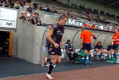 22.08.08 -  Ospreys v Leicester Tigers ... Shane Williams Testimonial match -  Shane Williams leads  the Ospreys out against Leicester Tigers at The Liberty Stadium. 