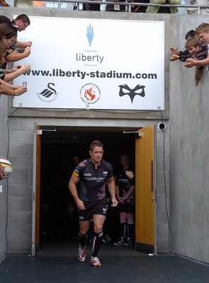 22.08.08 -  Ospreys v Leicester Tigers ... Shane Williams Testimonial match -  Shane Williams leads  the Ospreys out against Leicester Tigers at The Liberty Stadium. 