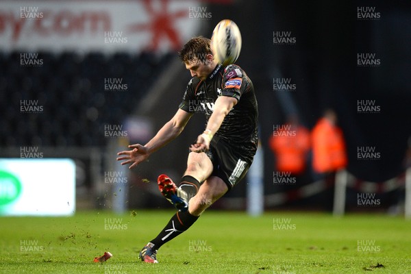 110414 - Ospreys v Leinster - RaboDirect PRO12 -Dan Biggar of Ospreys kicks at goal