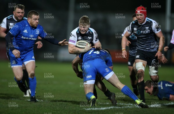 210220 - Ospreys v Leinster - Guinness PRO14 - Kieran Williams of Ospreys is tackled by Cian Kelleher of Leinster