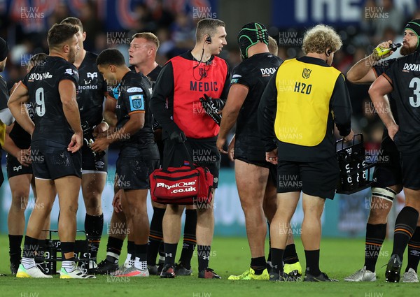 240922 - Ospreys v Lions - United Rugby Championship - On pitch medical staff