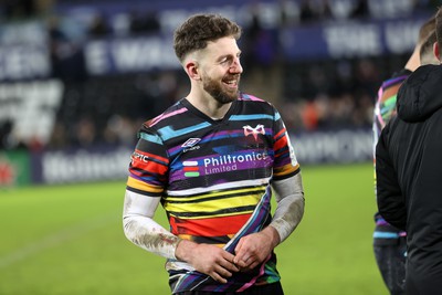 140123 - Ospreys v Montpellier - European Rugby Champions Cup - A happy Alex Cuthbert of Ospreys at full time