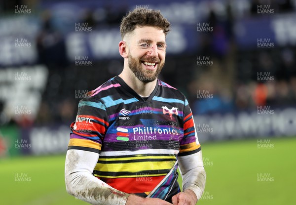 140123 - Ospreys v Montpellier - European Rugby Champions Cup - A happy Alex Cuthbert of Ospreys at full time