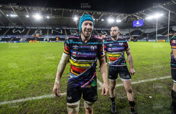 140123 - Ospreys v Montpellier - European Rugby Champions Cup - A happy Justin Tipuric of Ospreys at full time