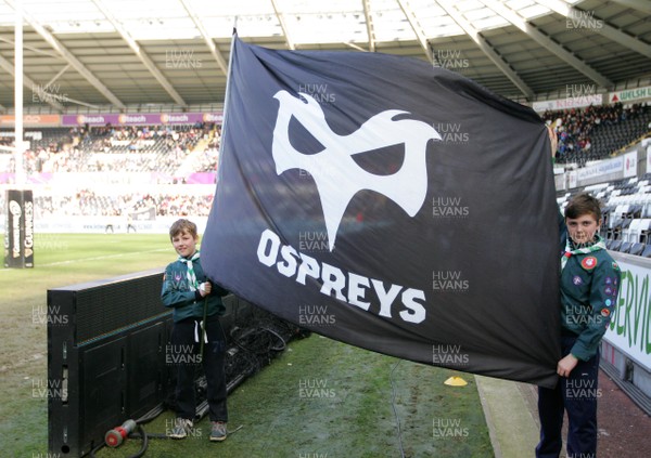 070315 - Ospreys v Munster - GuinnessPro12 -Flag bearers at The Ospreys