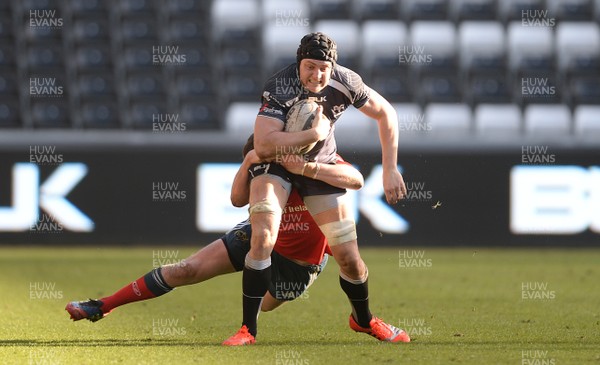 070315 - Ospreys v Munster - Guinness PRO12 -James King of Ospreys is tackled by Denis Hurley of Munster