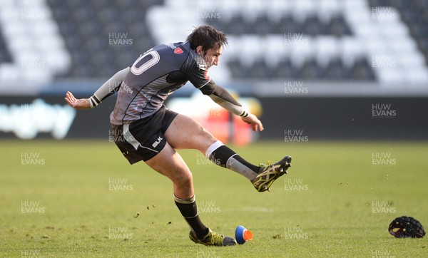 070315 - Ospreys v Munster - Guinness PRO12 -Sam Davies of Ospreys kicks at goal