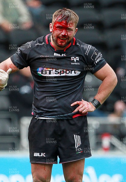 130915 - Ospreys v Munster - Guinness PRO12 - Blood pours from Sam Parry of Ospreys head