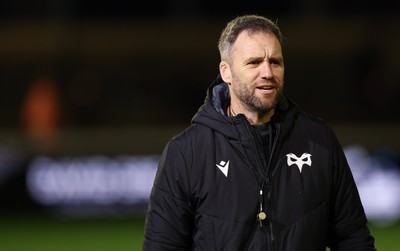 201225 - Ospreys v Munster, United Rugby Championship - Ospreys head coach Mark Jones during warm up