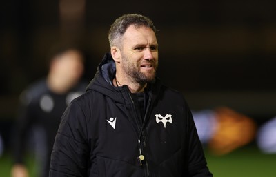201225 - Ospreys v Munster, United Rugby Championship - Ospreys head coach Mark Jones during warm up