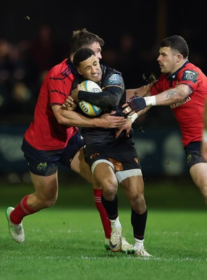 201225 - Ospreys v Munster, United Rugby Championship - Keelan Giles of Ospreys looks to attack