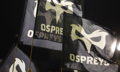 201225 - Ospreys v Munster, United Rugby Championship - Ospreys flags ahead of the match