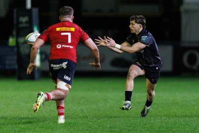 201225 - Ospreys v Munster - United Rugby Championship - Dan Edwards of Ospreys receives the ball