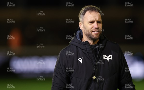 201225 - Ospreys v Munster, United Rugby Championship - Ospreys head coach Mark Jones during warm up