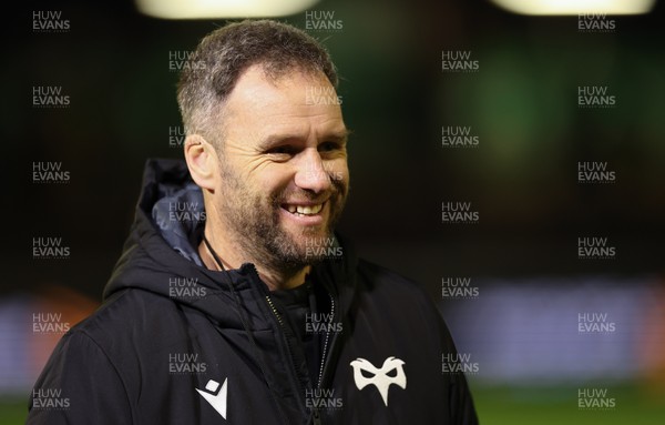 201225 - Ospreys v Munster, United Rugby Championship - Ospreys head coach Mark Jones during warm up