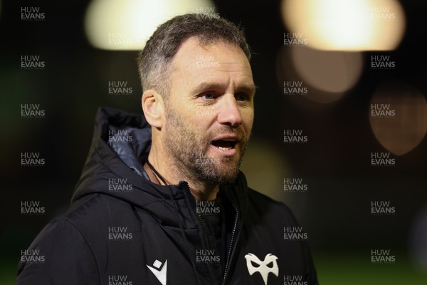 201225 - Ospreys v Munster, United Rugby Championship - Ospreys head coach Mark Jones during warm up