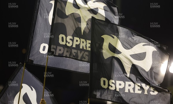 201225 - Ospreys v Munster, United Rugby Championship - Ospreys flags ahead of the match