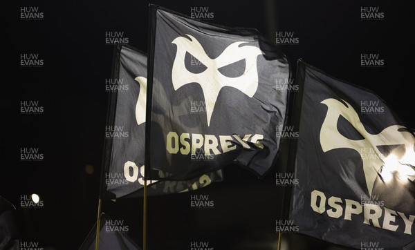 201225 - Ospreys v Munster, United Rugby Championship - Ospreys flags ahead of the match