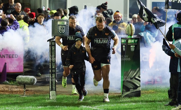 201225 - Ospreys v Munster, United Rugby Championship - Dewi Lake of Ospreys with match mascot