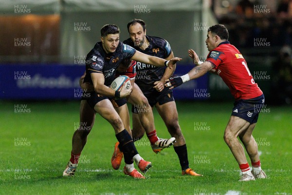 201225 - Ospreys v Munster - United Rugby Championship - Max Nagy of Ospreys on the attack