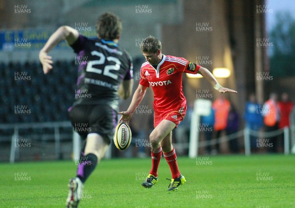 23.04.11 Ospreys v Munster - Magners League - Munster's Ronan O'Gara attempts a drop goal late in the game. 