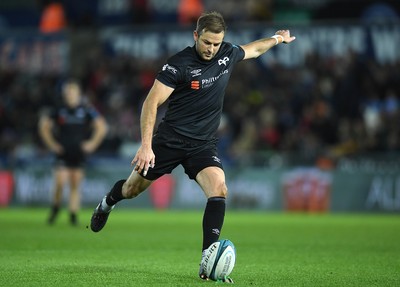 231021 - Ospreys v Munster - United Rugby Championship - Stephen Myler of Ospreys kicks at goal