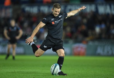 231021 - Ospreys v Munster - United Rugby Championship - Stephen Myler of Ospreys kicks at goal