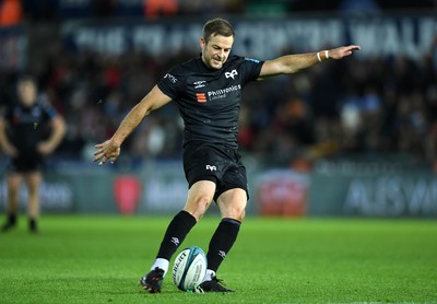 231021 - Ospreys v Munster - United Rugby Championship - Stephen Myler of Ospreys kicks at goal