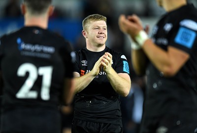 231021 - Ospreys v Munster - United Rugby Championship - Keiran Williams of Ospreys at the end of the game