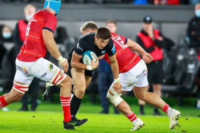 231021 - Ospreys v Munster - United Rugby Championship - Max Nagy of Ospreys finds a gap