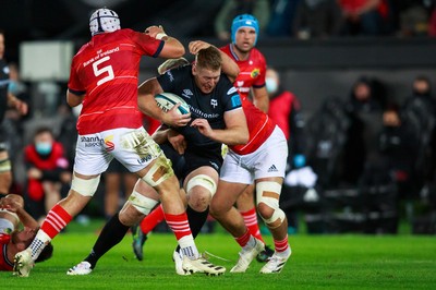 231021 - Ospreys v Munster - United Rugby Championship - Bradley Davies of Ospreys carries the ball forward