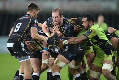 180115 - Ospreys v Northampton Saints - European Rugby Champions Cup -Alun Wyn Jones of Ospreys