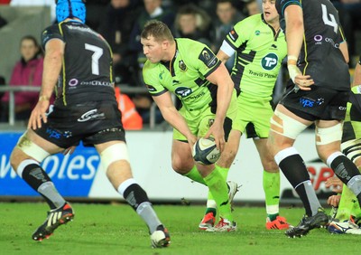 180115 - Ospreys v Northampton Saints - European Rugby Champions Cup -Dylan Hartley of Northampton stands in at scrum half