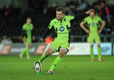 180115 - Ospreys v Northampton Saints - European Rugby Champions Cup -Stephen Myler of Northampton kicks a goal