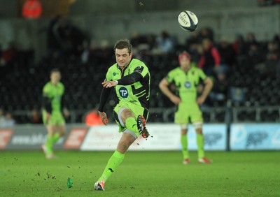 180115 - Ospreys v Northampton Saints - European Rugby Champions Cup -Stephen Myler of Northampton kicks a goal