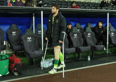 180115 - Ospreys v Northampton Saints - European Rugby Champions Cup -Ben Foden of Northampton heads to the changing rooms