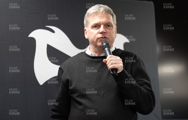 120124 - Ospreys v Perpignan, European Challenge Cup - New Ospreys CEO, Lance Bradley, speaks to sponsors and supporters ahead of the match