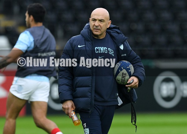 150122 - Ospreys v Racing 92 - European Rugby Champions Cup - Racing 92 head coach Laurent Travers during the warm up