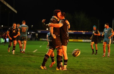 060424 - Ospreys v Sale Sharks - European Rugby Challenge Cup - Morgan Morris of Ospreys celebrates scoring a try