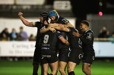 060424 - Ospreys v Sale Sharks - European Rugby Challenge Cup - Reuben Morgan-Williams of Ospreys celebrates scoring a try