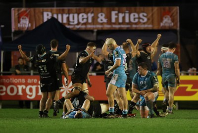 060424 - Ospreys v Sale Sharks - European Rugby Challenge Cup - Ospreys celebrate at full time