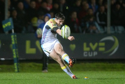 071114 - Ospreys v Saracens - LV= Cup -Sam Davies of Ospreys kicks at goal