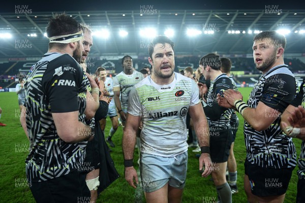 130118 - Ospreys v Saracens - European Rugby Champions Cup - Brad Barritt of Saracens looks dejected at the end of the game