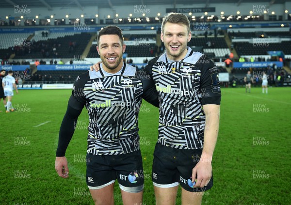 130118 - Ospreys v Saracens - European Rugby Champions Cup - Rhys Webb and Dan Biggar of Ospreys at the end of the game