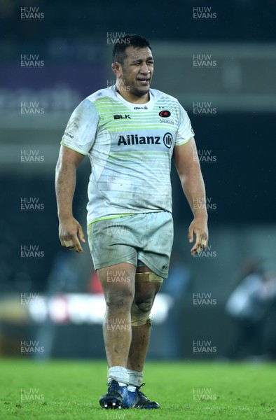 130118 - Ospreys v Saracens - European Rugby Champions Cup - Mako Vunipola of Saracens looks dejected at the end of the game