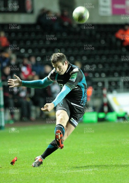 16.12.11 Ospreys v Saracens - Heineken Cup - Ospreys' Dan Biggar attempts a penalty 