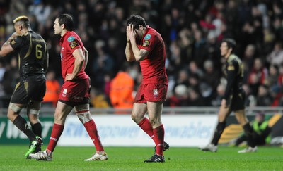 02.04.10 - Ospreys v Scarlets - Magners League - Stephen Jones of Scarlets looks dejected. 