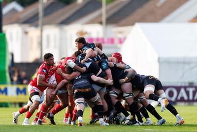 090526 - Ospreys v Scarlets - United Rugby Championship - Ospreys win a penalty as the scrum goes up